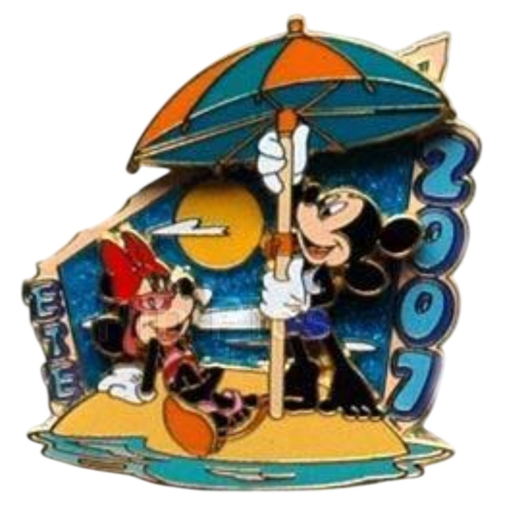 Disney Pin Mickey Minnie Paris Beach Umbrella DLRP Ete 2007‎ LE 900 HTF 55301